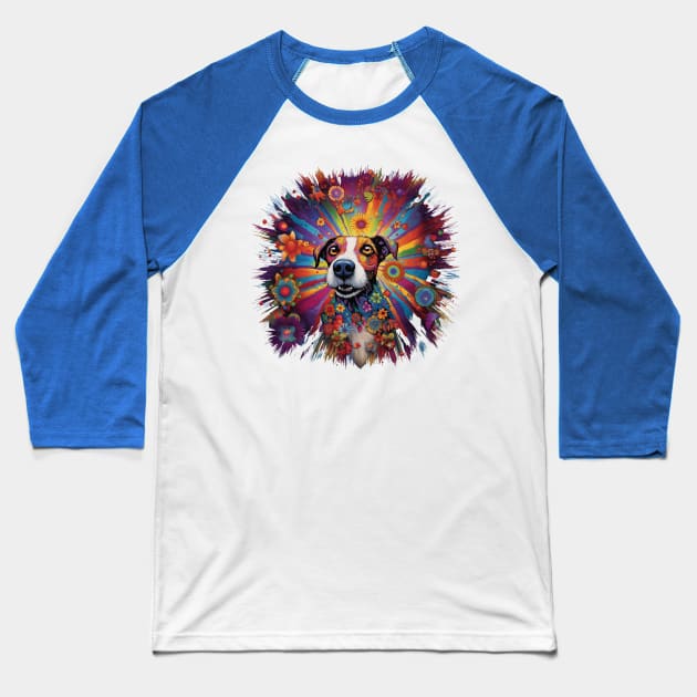 Tripping Jack Russel Baseball T-Shirt by Bee's Pickled Art